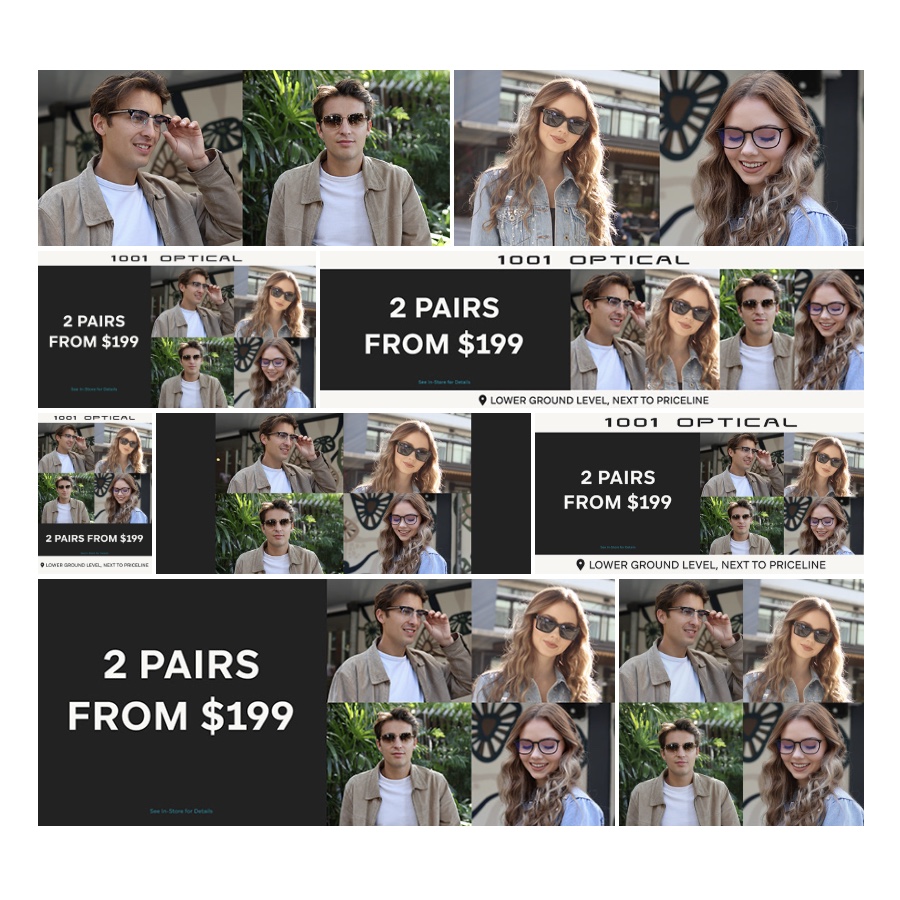 A set of retail digital ad banners in several sizes, designed by Palettiq
